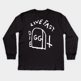 Live Fast Die GG Allin Tattoo big Kids Long Sleeve T-Shirt